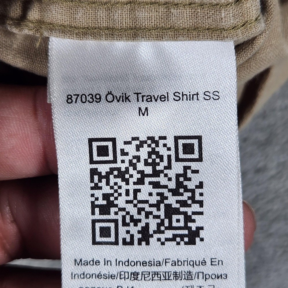 Fjallraven Ovik Travel Shirt Mens XL Beige Hemp Short Sleeve Button Up Outdoor - Picture 12 of 13